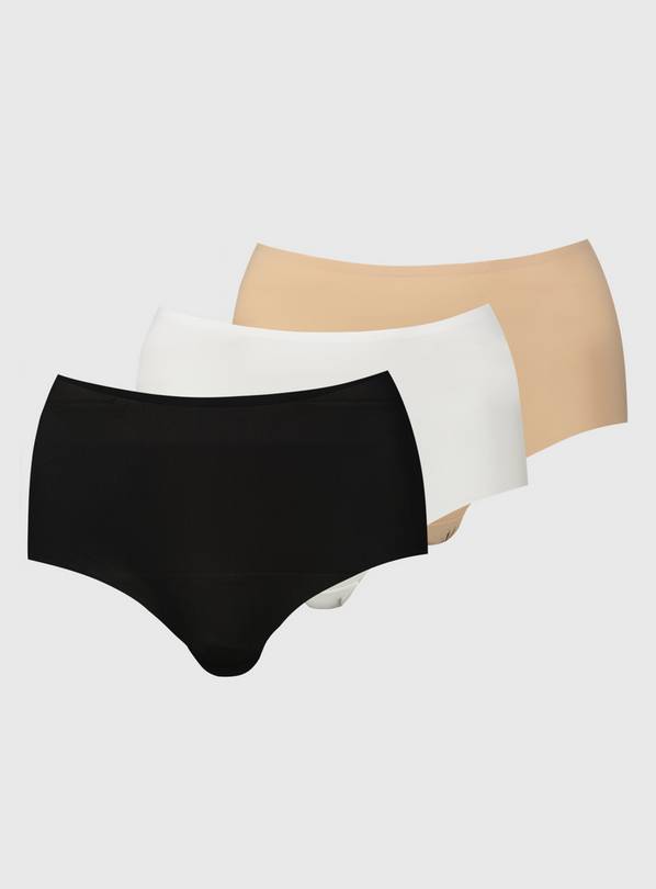 Black, Latte Nude & White No VPL Full Knickers 3 Pack 16